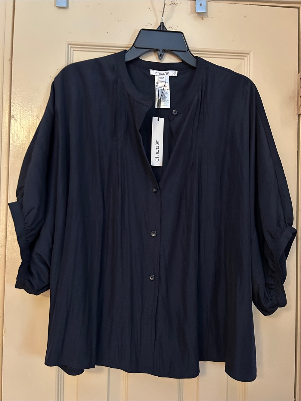 Chico's Navy Button-Front Blouse